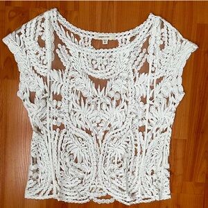 PAPER TEE White meshy / embroidery top